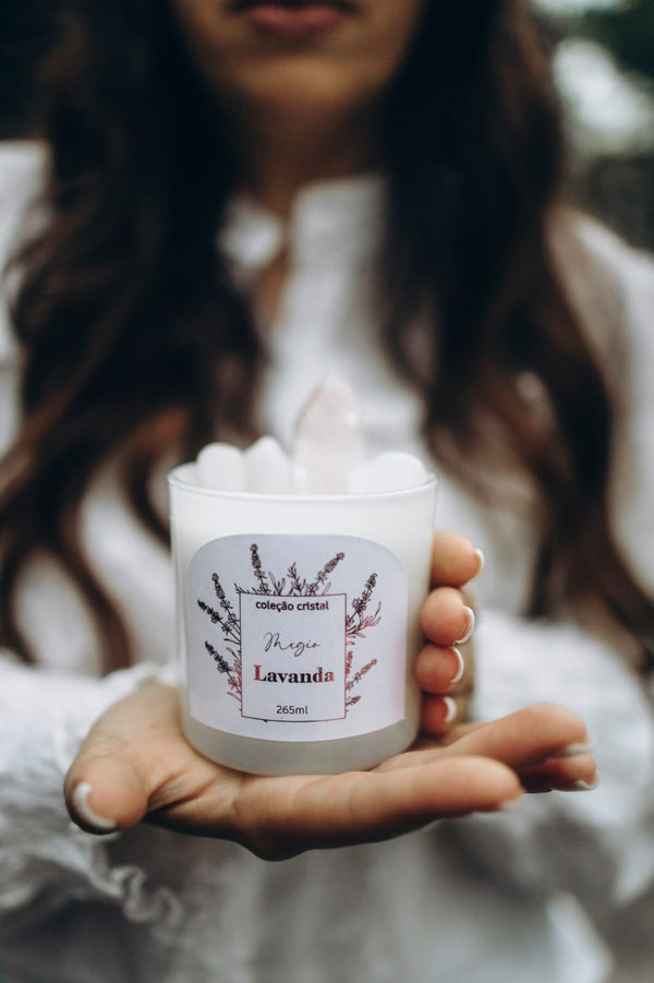 Vela Aromática Cristal - Quartzo rosa